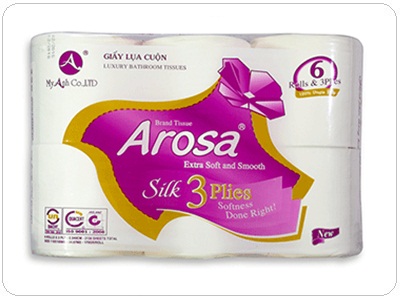 Arosa 6Cuộn - 3Lớp tím - Khăn Giấy Mỹ Anh - Công Ty TNHH Sản Xuất Và Thương Mại Mỹ Anh